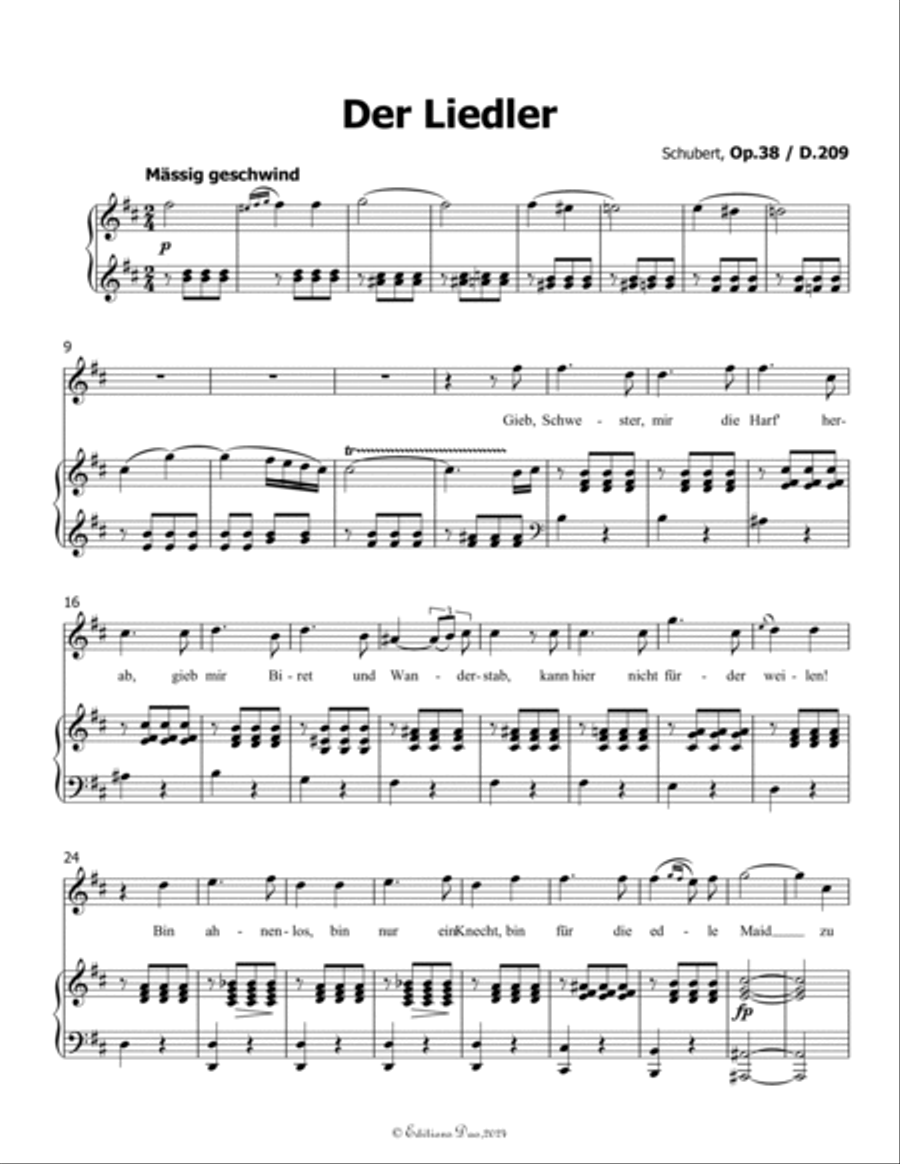 Der Liedler, by Schubert, Op.38(D.209), in b minor Voice scores gallery preview page 3