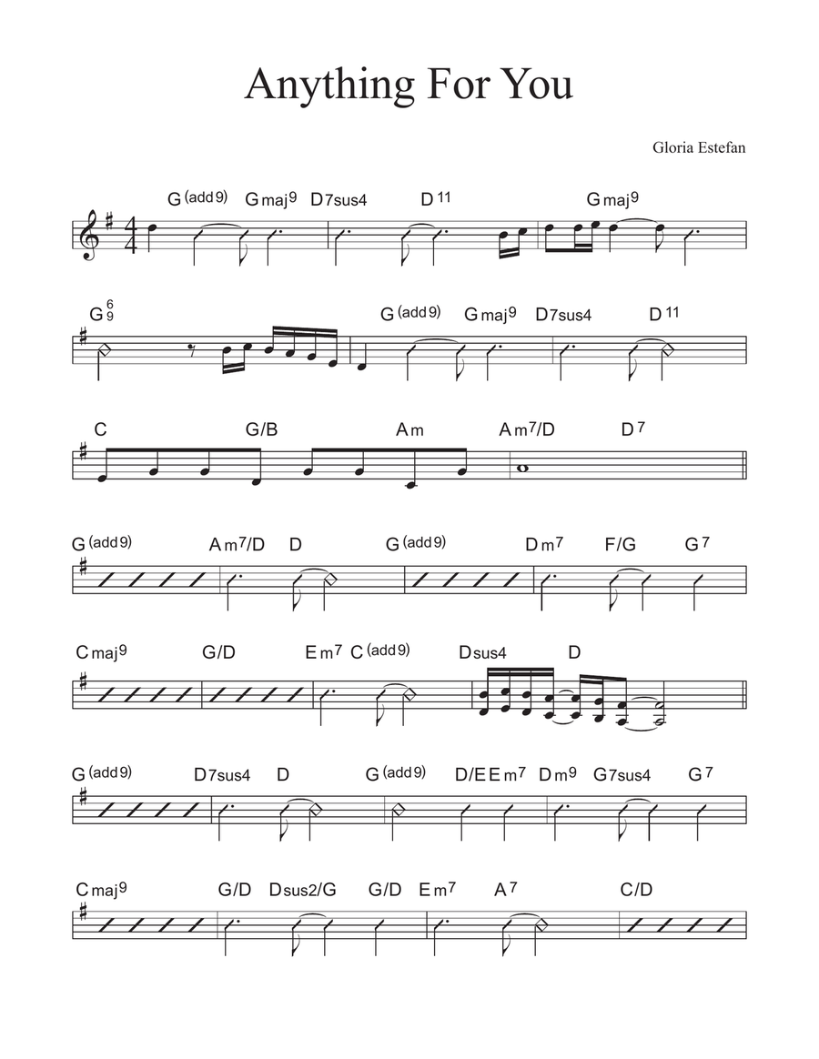 Anything For You Anything For You Piano, Vocal scores gallery preview page 1