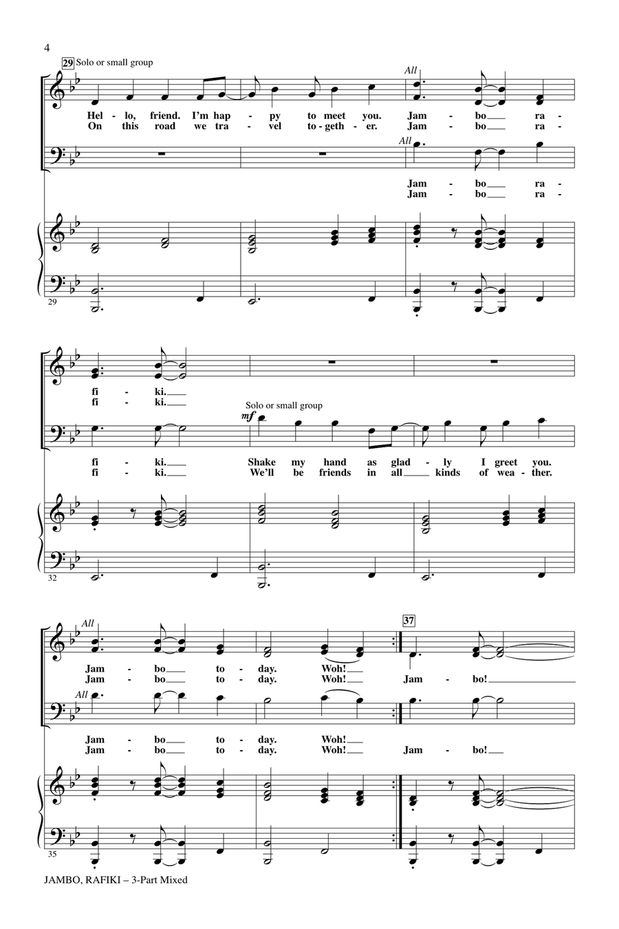 Jambo, Rafiki (Hello, Friend) 3-Part scores gallery preview page 3