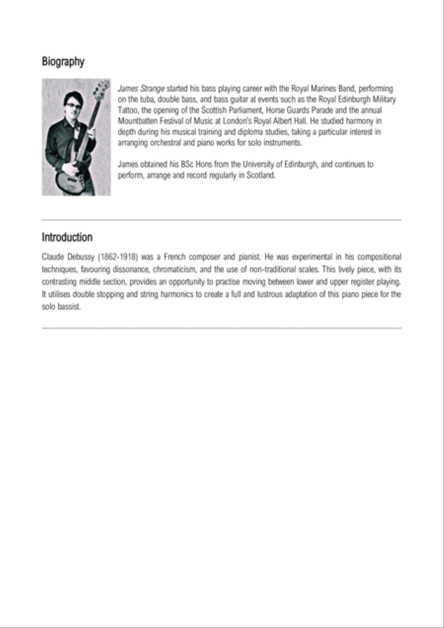 Children's Corner (Movement VI) for solo Bass Guitar Bass Guitar scores gallery preview page 4