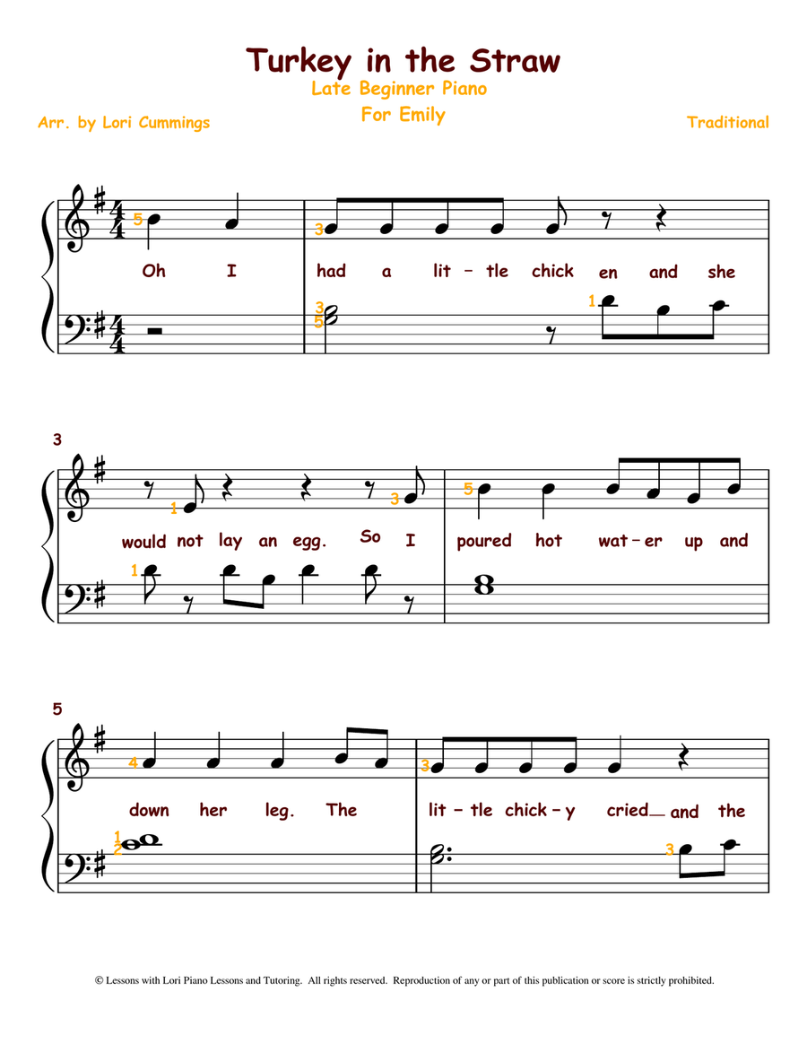 Turkey in the Straw Piano Method scores gallery preview page 1
