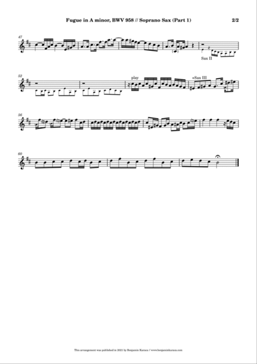 Fugue in A minor, BWV 958 Woodwind Trio scores gallery preview page 4