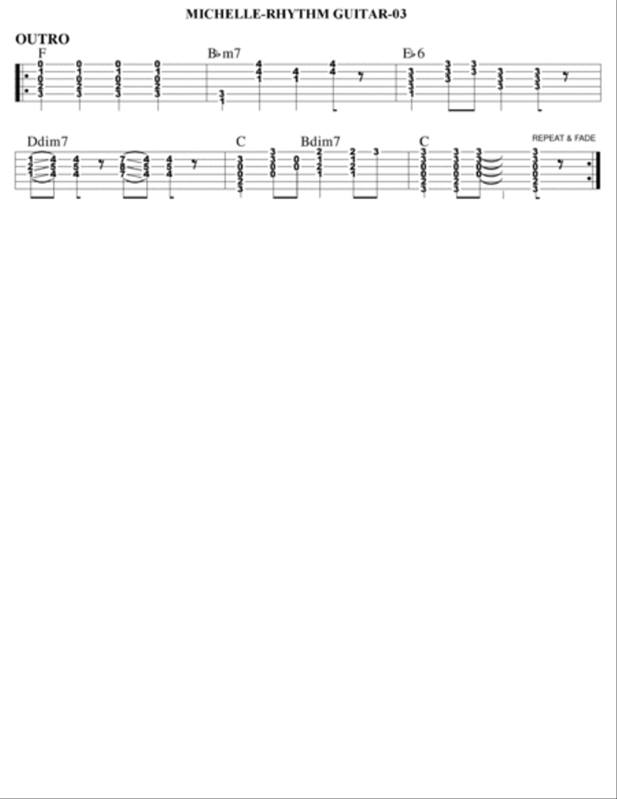 Michelle Guitar Tablature scores gallery preview page 3