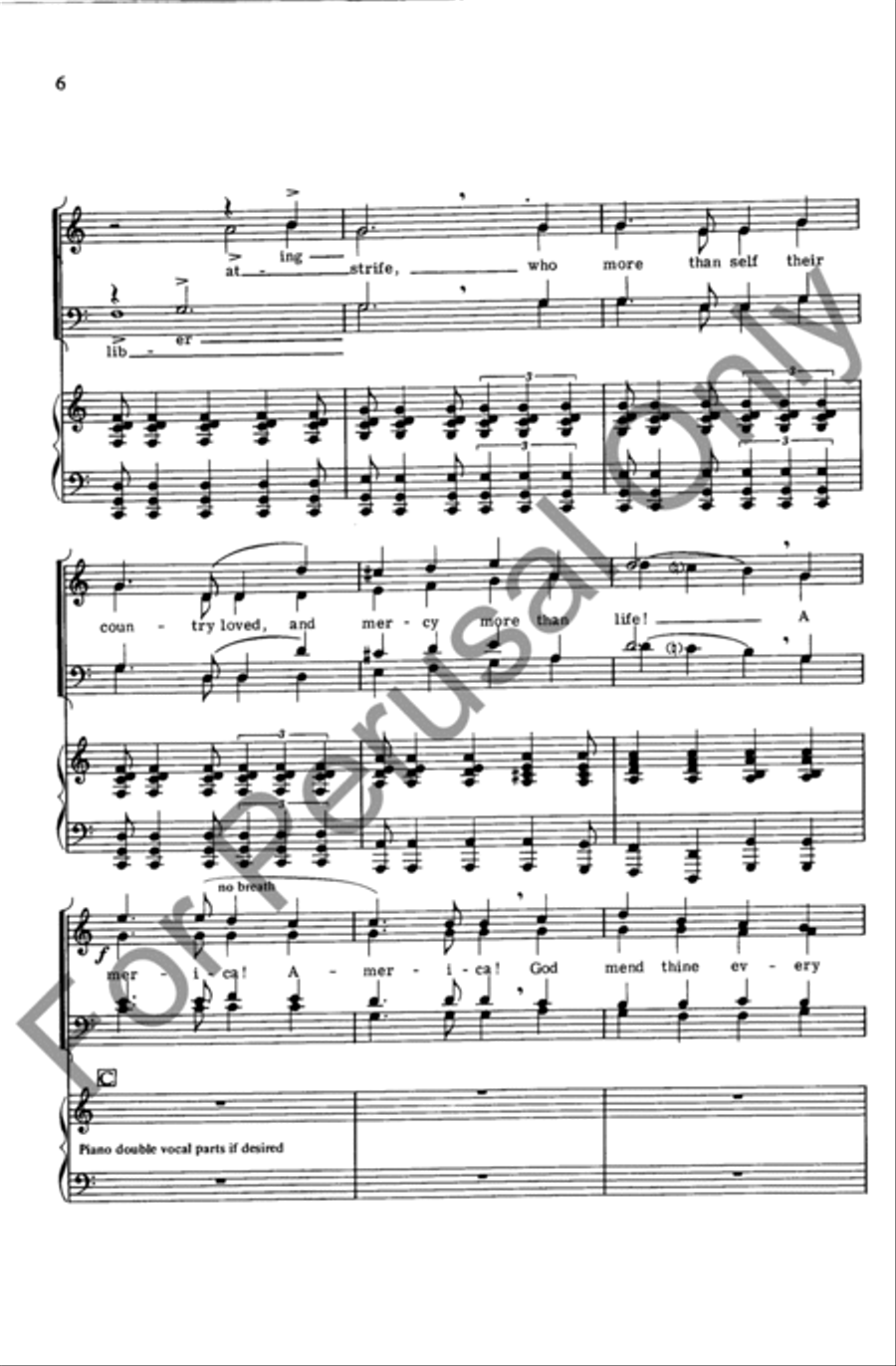 America The Beautiful (Choral Score) 4-Part scores gallery preview page 5