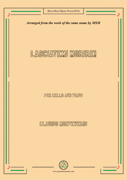 Monteverdi-Lasciatemi morire!,for Cello and Piano image number null