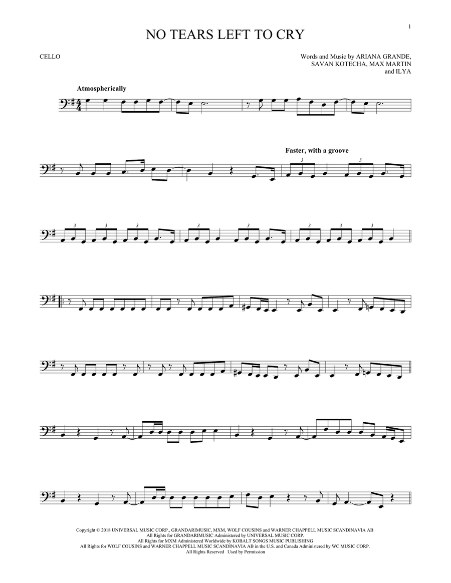 No Tears Left To Cry Cello Solo scores gallery preview page 1
