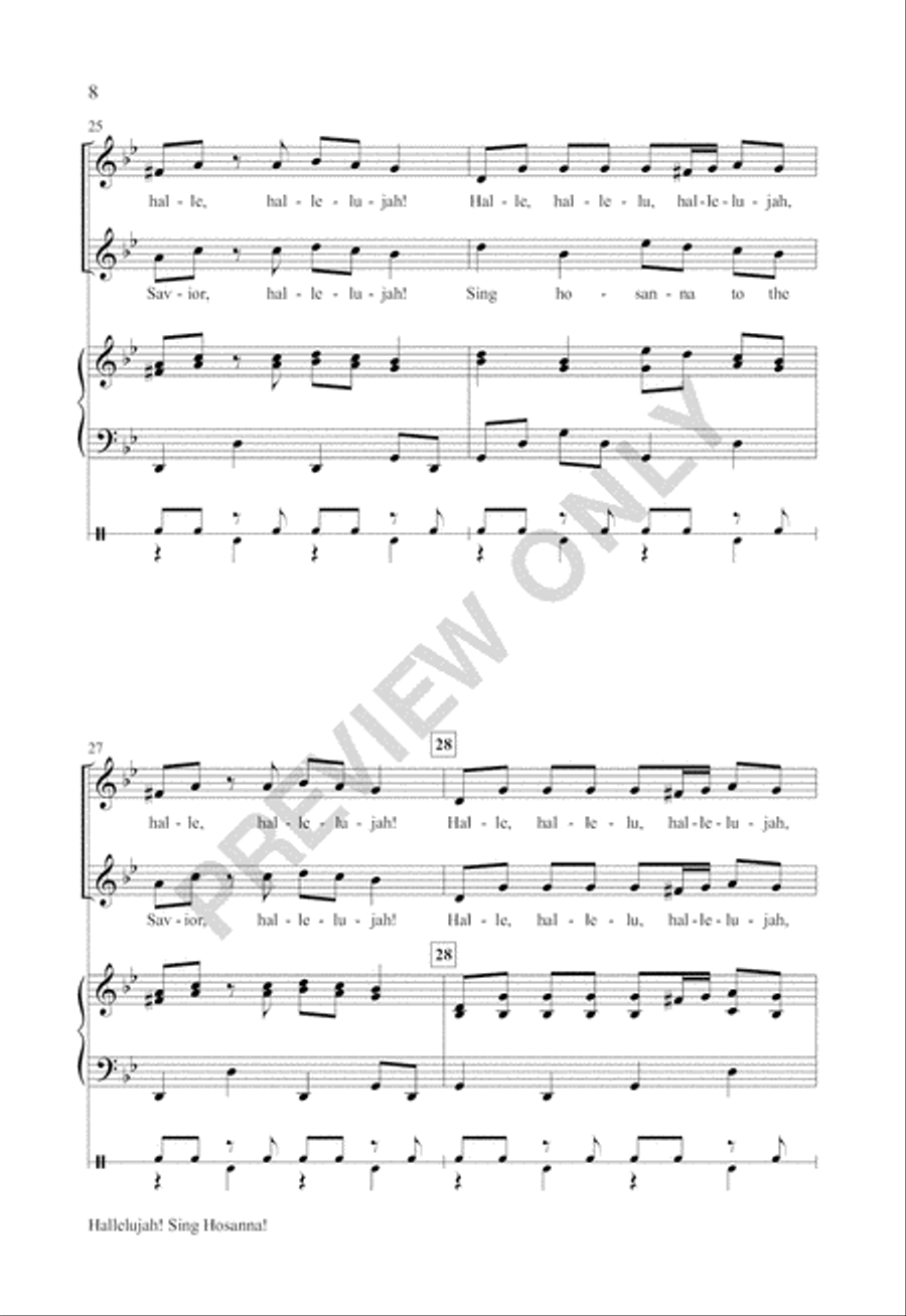 Hallelujah! Sing Hosanna! Unison Choir scores gallery preview page 7
