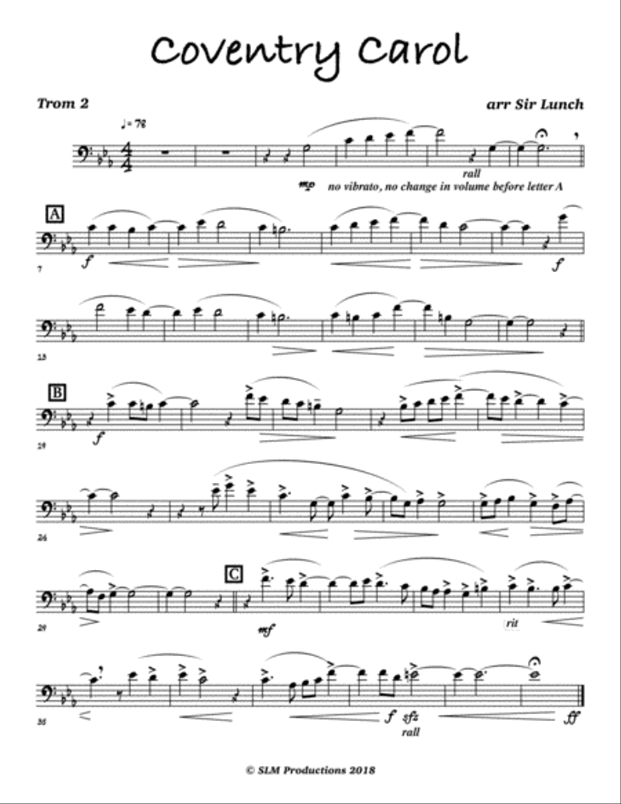 Coventry Carol Coventry Carol Brass Ensemble scores gallery preview page 2