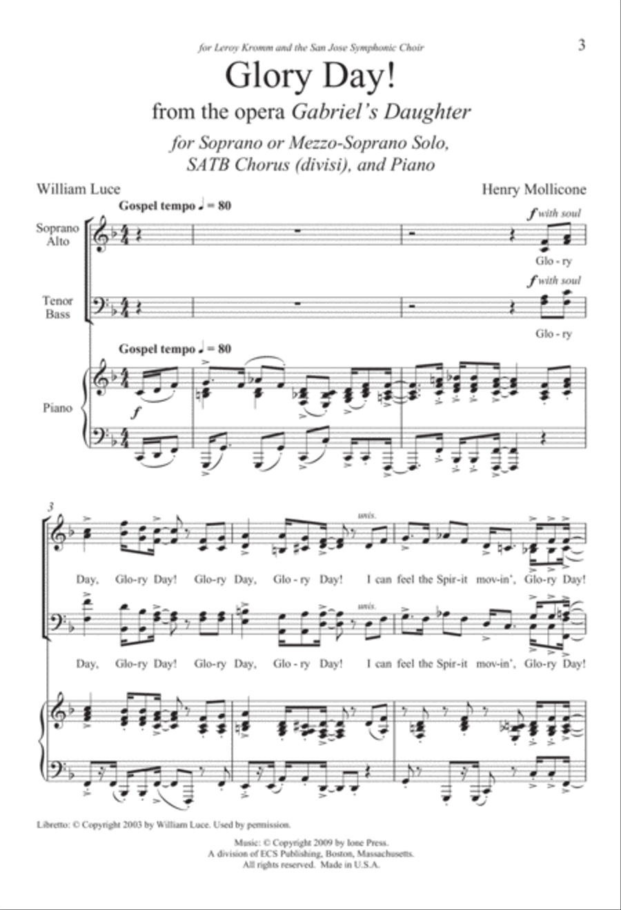 Glory Day! from Gabriel Divisi scores gallery preview page 3