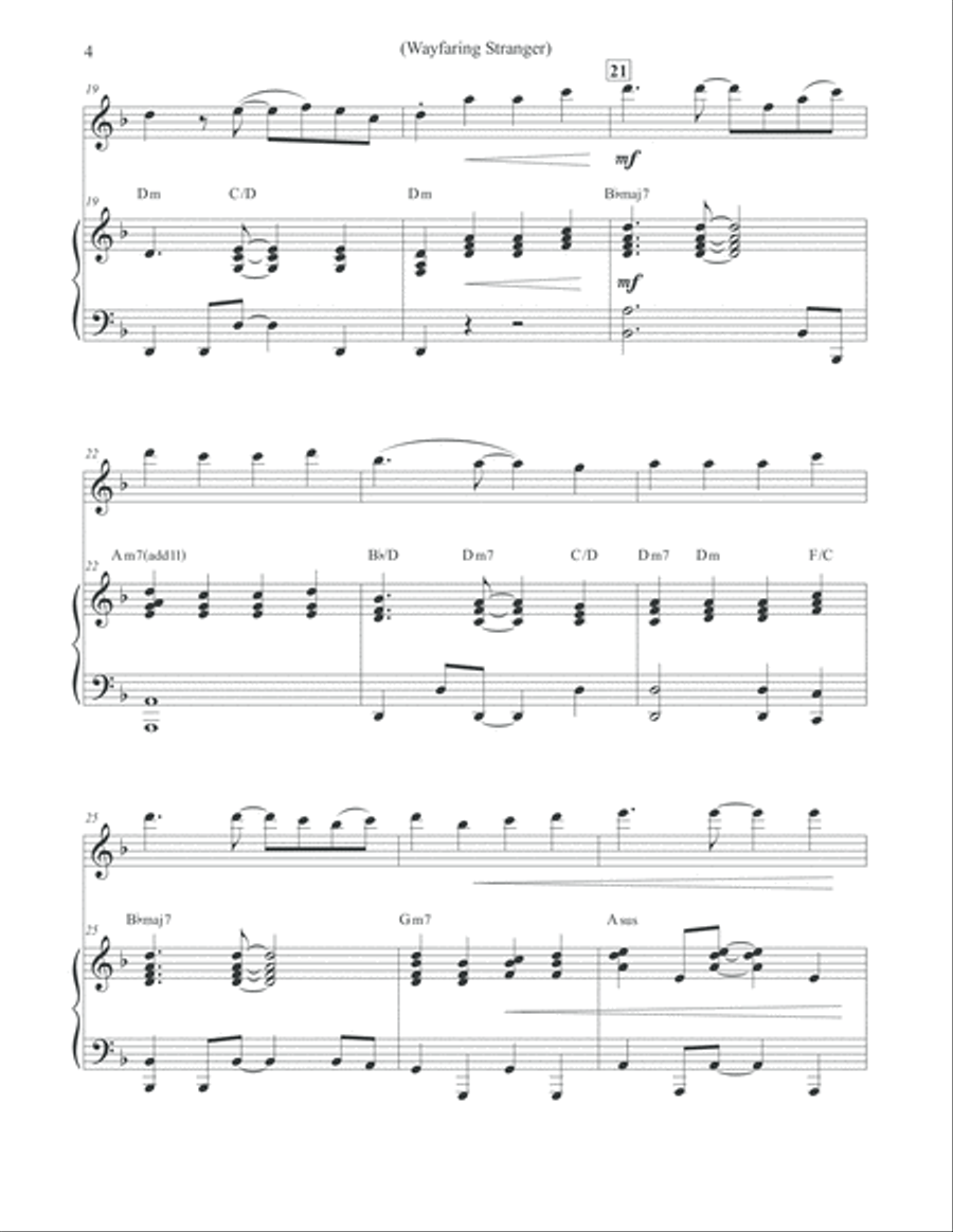 Wayfaring Stranger - Slow Jazz Violin & Piano Violin Solo scores gallery preview page 4