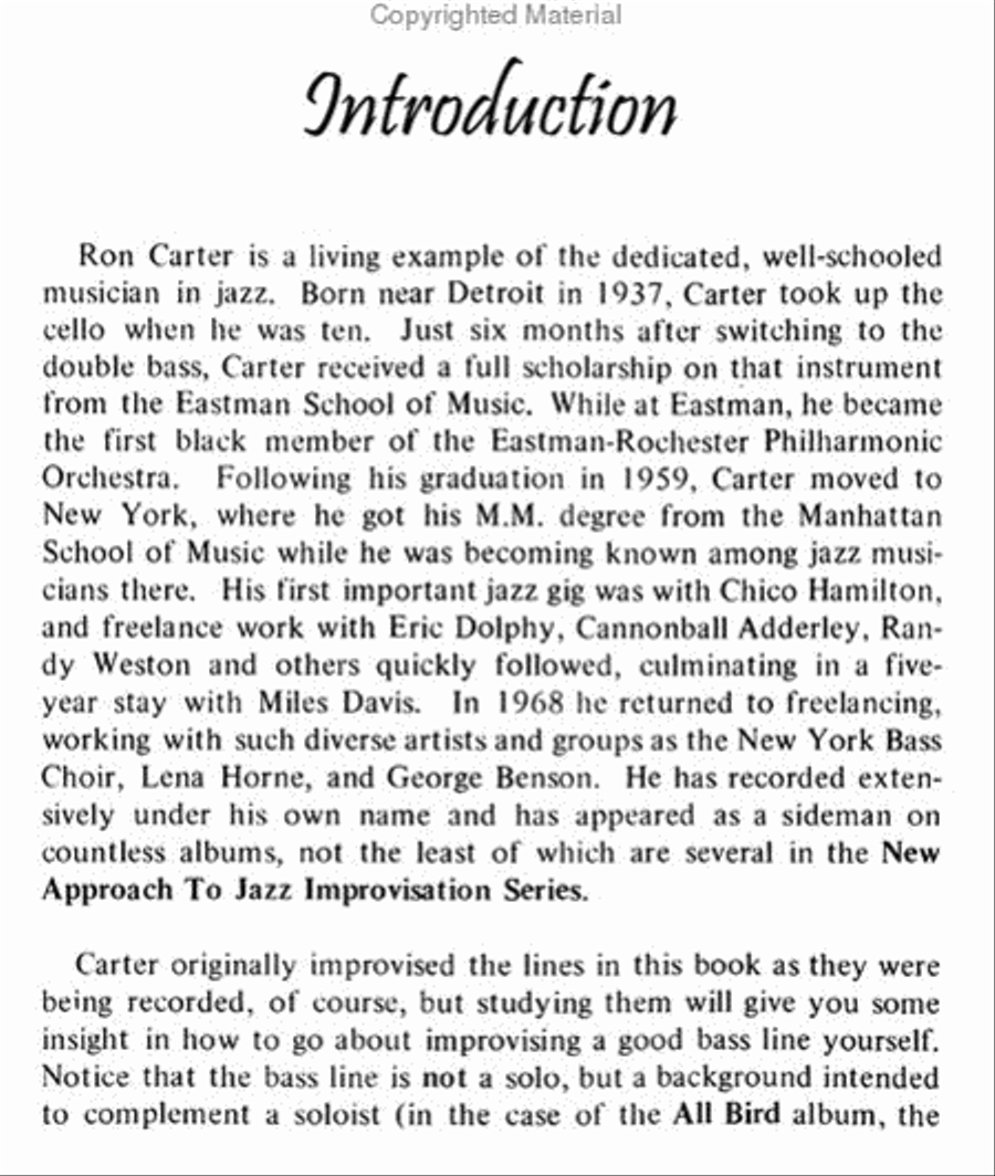 Ron Carter Bass Lines - Transcribed From Volume 6