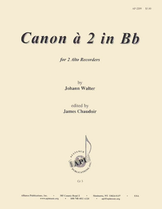 Canon A2 In Bb By Johann Walter - A Rcdr 2