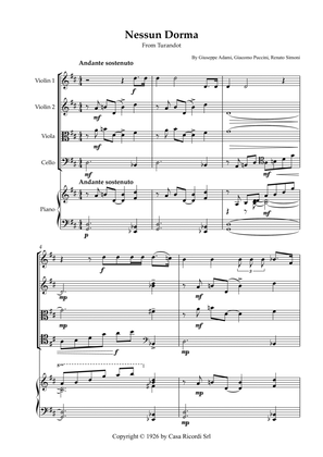 Nessun Dorma - String Quartet & Piano