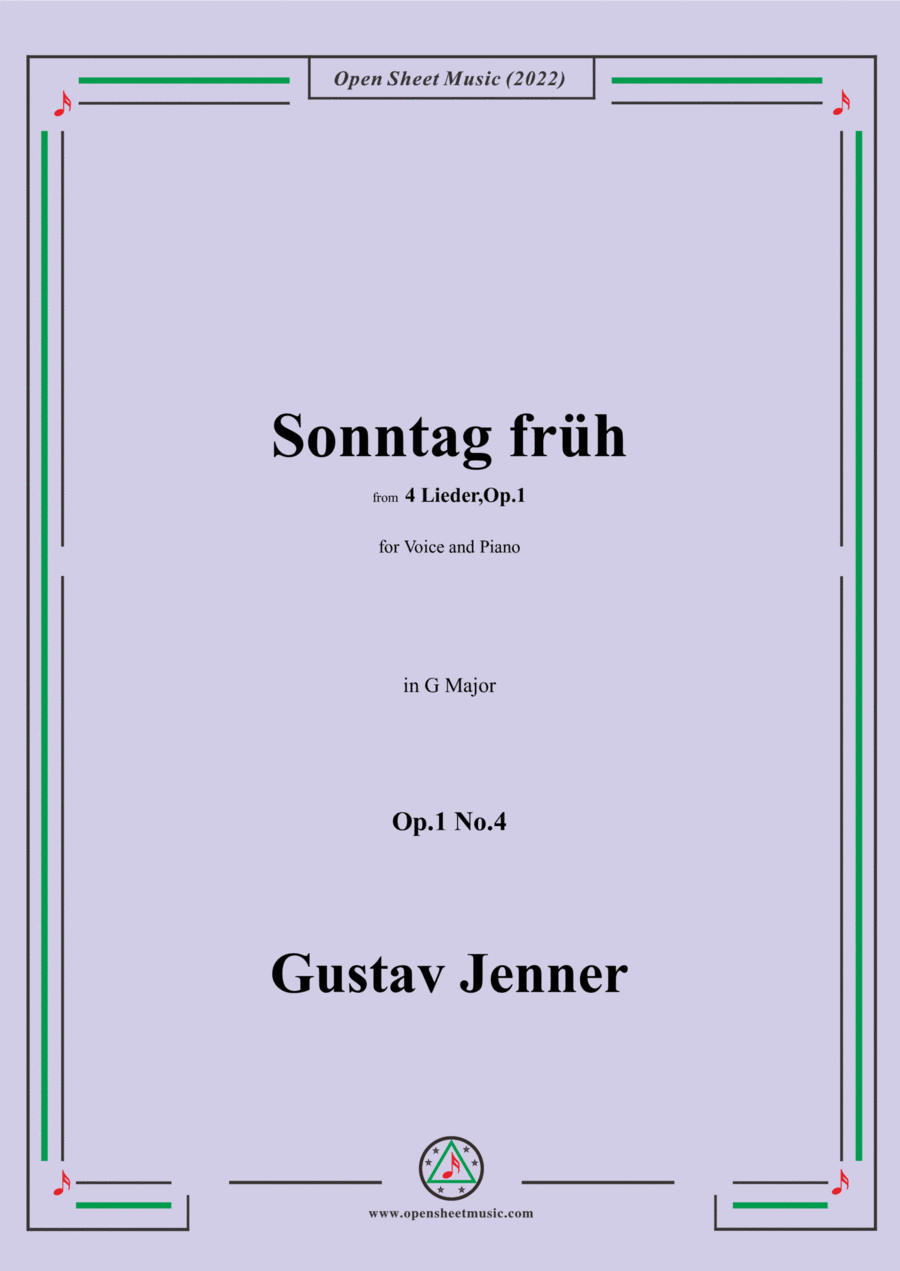 Jenner-Sonntag früh,in G Major,Op.1 No.4 Voice scores gallery preview page 1