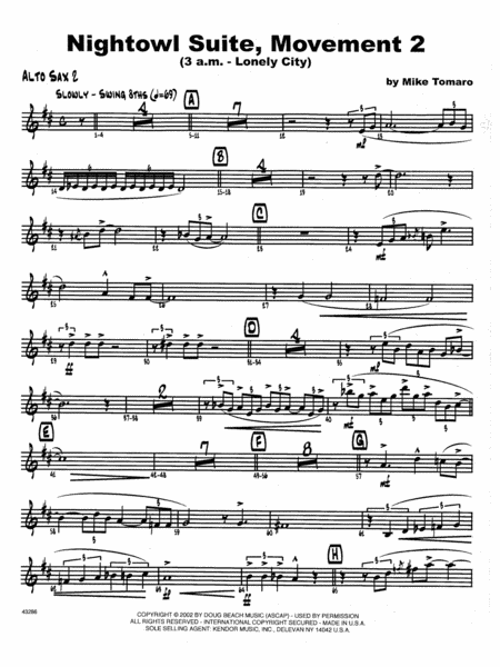 Nightowl Suite, Movement 2 (3 a.m. - Lonely City) - 2nd Eb Alto Saxophone