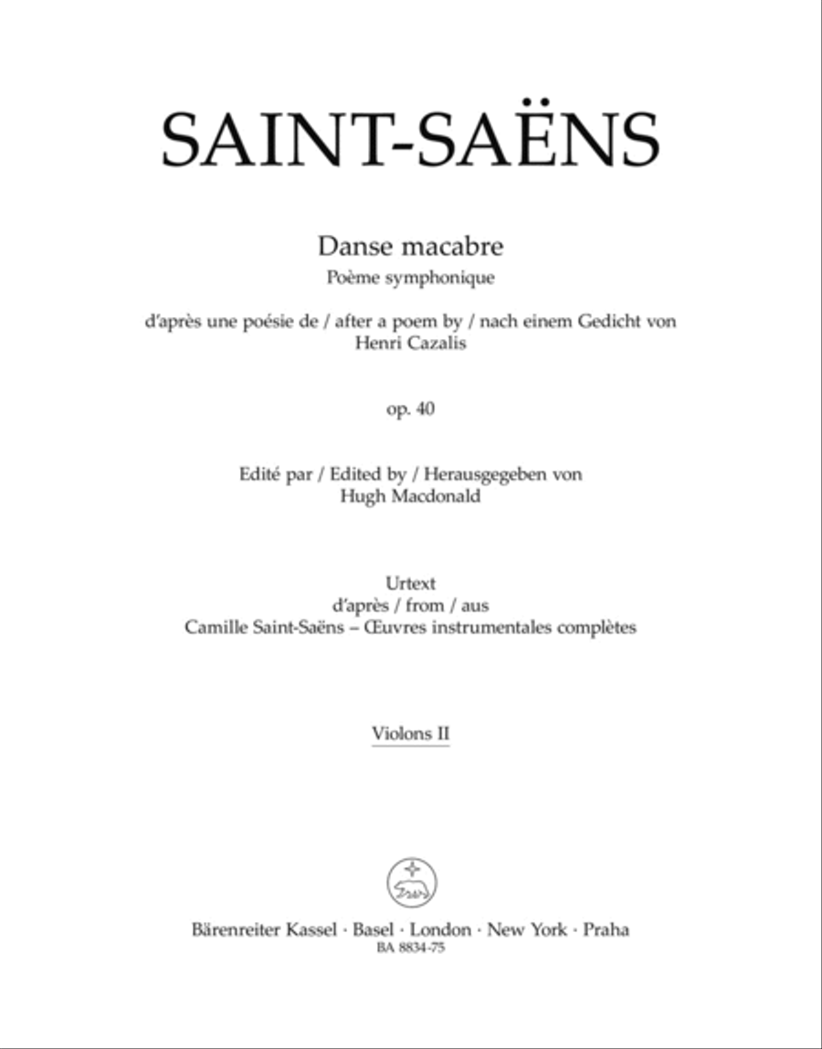 Danse macabre, op. 40 Violin scores gallery preview page 1