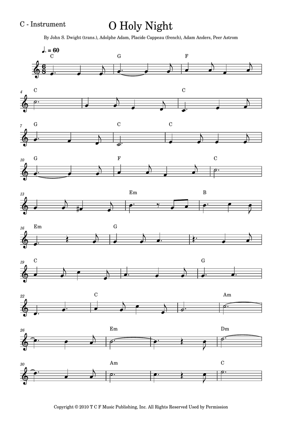 O Holy Night Violin Solo scores gallery preview page 1