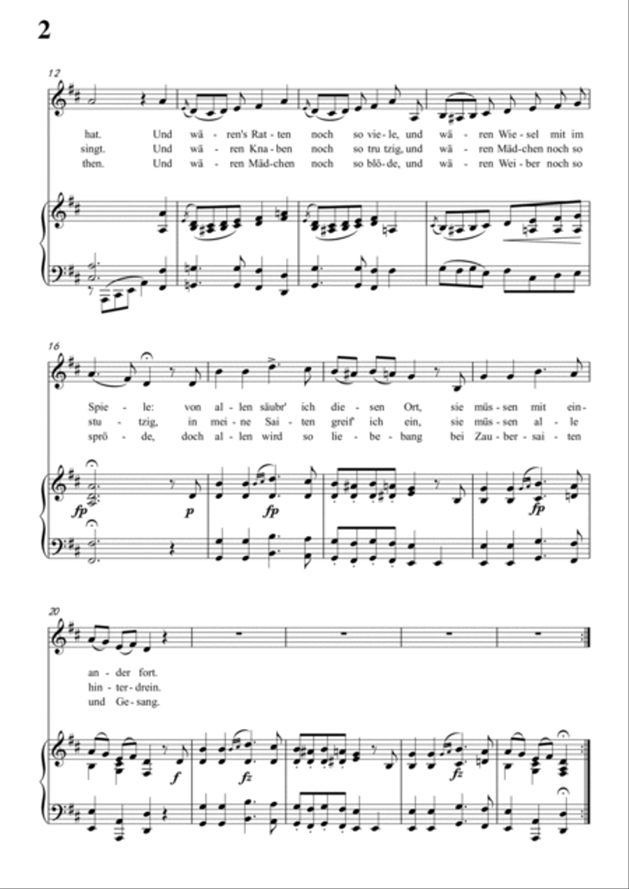 Schubert-Der Rattenfänger in D for Vocal and Piano Voice scores gallery preview page 3