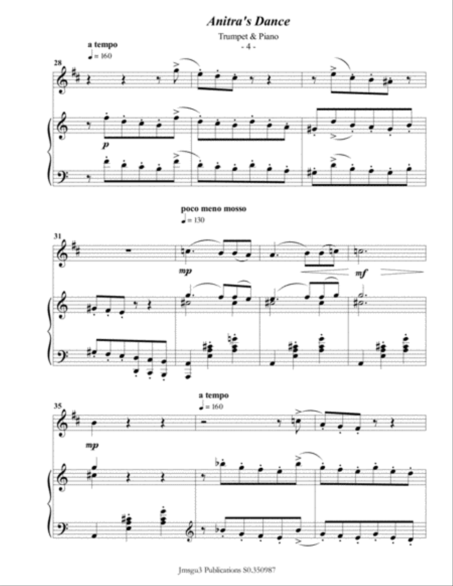 Grieg: Anitra's Dance from Peer Gynt Suite for Trumpet & Piano B-Flat Trumpet scores gallery preview page 5