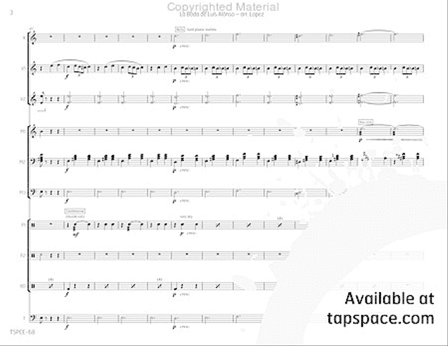 La Boda de Luis Alonso Percussion Ensemble scores gallery preview page 7