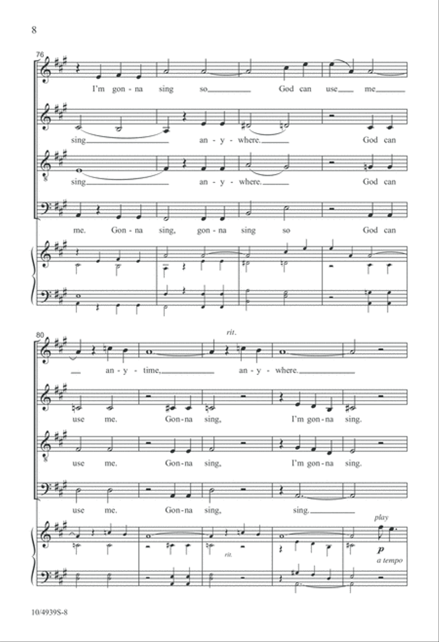 I'm Gonna Live So God Can Use Me 4-Part scores gallery preview page 8