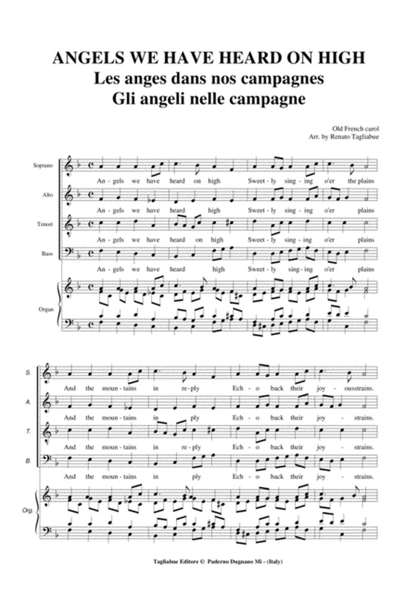 ANGELS WE HAVE HEARD ON HIGH - For SATB Choir, (Trumpet in Bb ad lib.) and Organ image number null