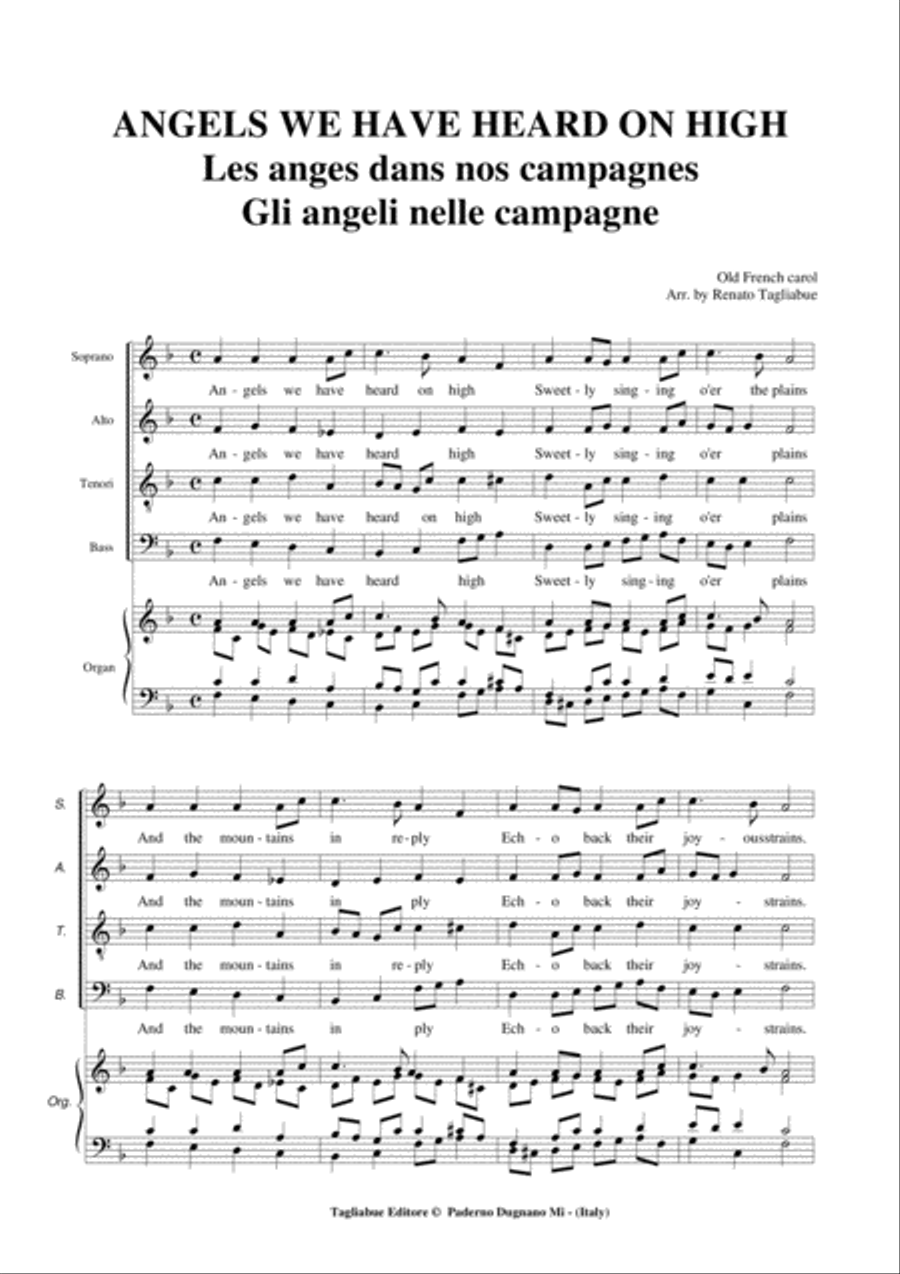 ANGELS WE HAVE HEARD ON HIGH - For SATB Choir, (Trumpet in Bb ad lib.) and Organ 4-Part scores gallery preview page 2