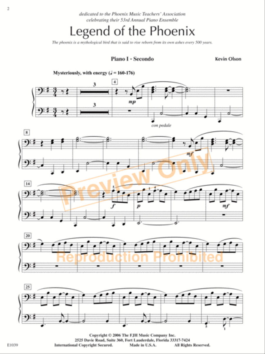 Legend of the Phoenix Piano Solo scores gallery preview page 3