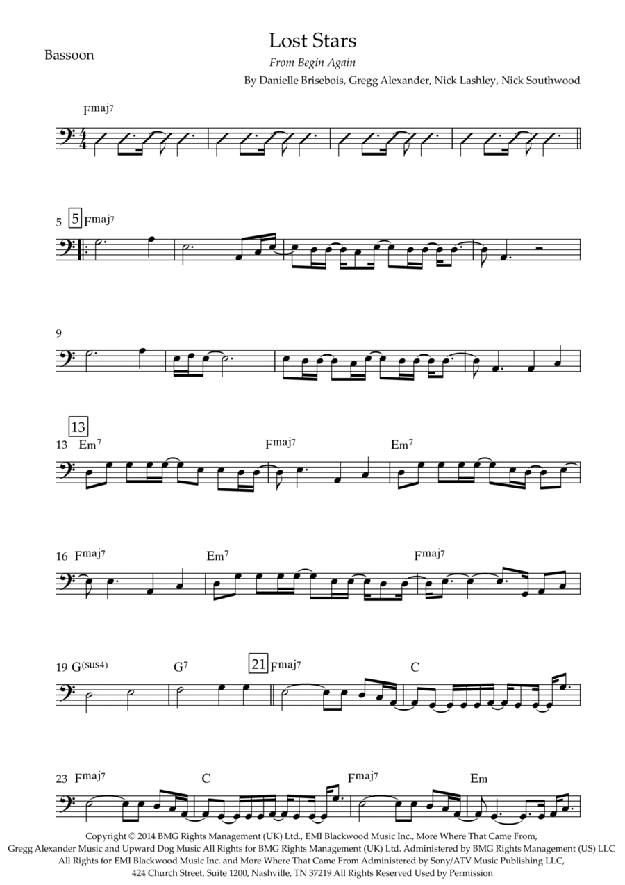 Lost Stars Bassoon Solo scores gallery preview page 1
