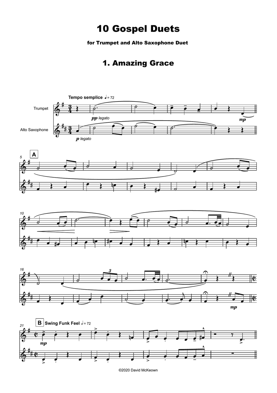 10 Gospel Duets for Trumpet and Alto Saxophone Alto Saxophone scores gallery preview page 3