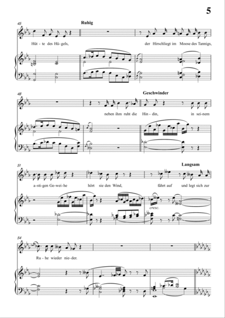 Schubert-Die Nacht in #G minor,D.534,for Vocal and Piano Voice scores gallery preview page 6