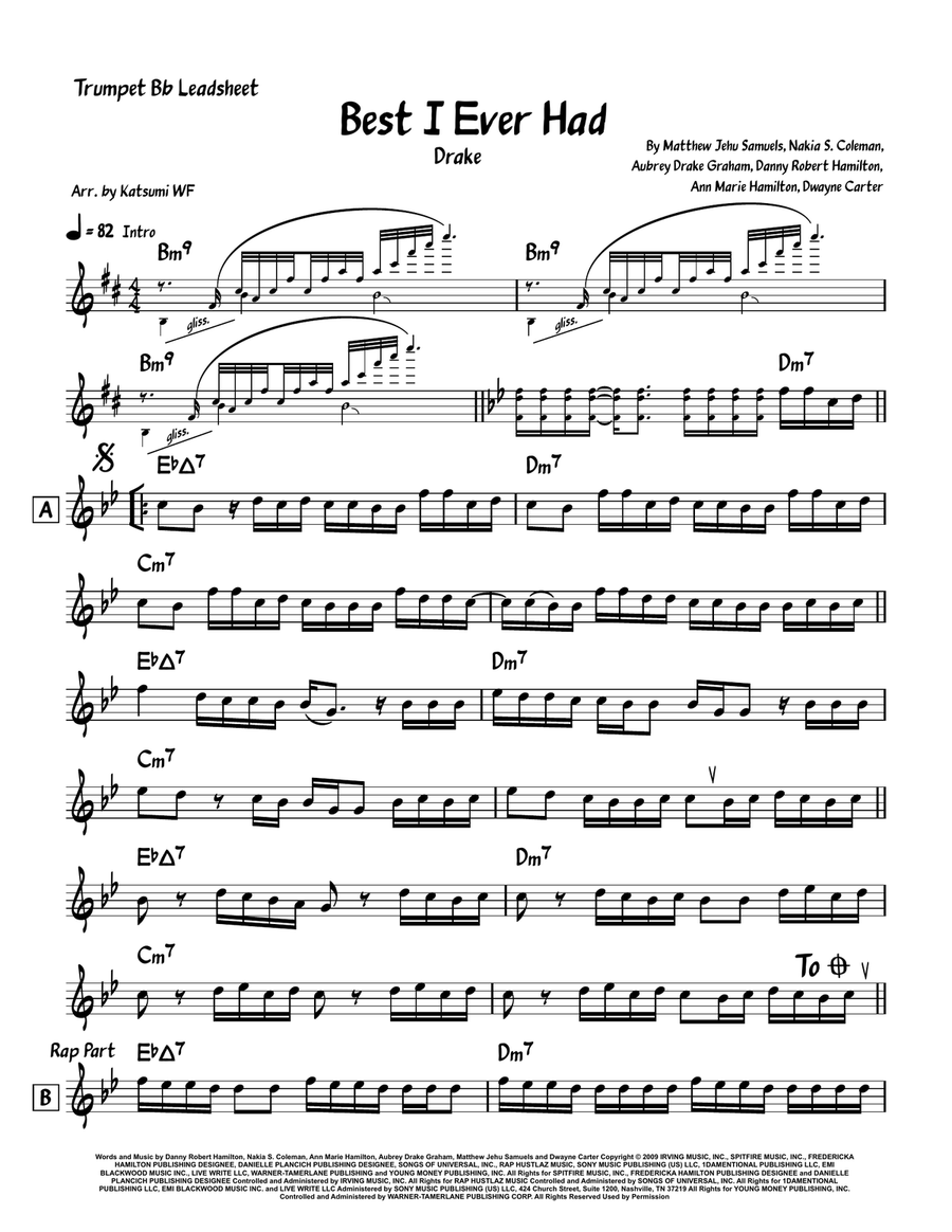Best I Ever Had B-Flat Trumpet scores gallery preview page 1