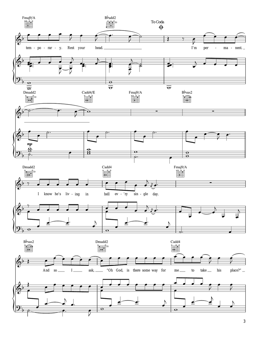Permanent Permanent Piano, Vocal, Guitar scores gallery preview page 3