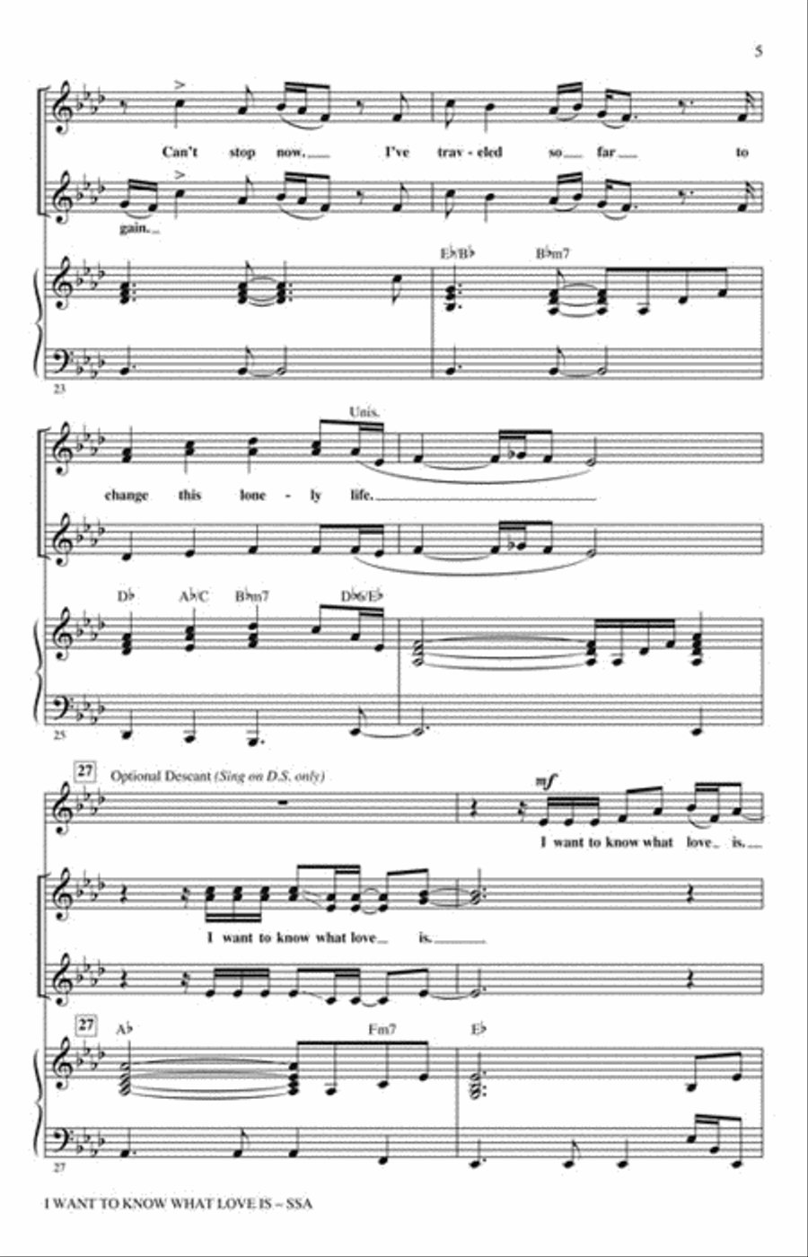 I Want to Know What Love Is SSA scores gallery preview page 2