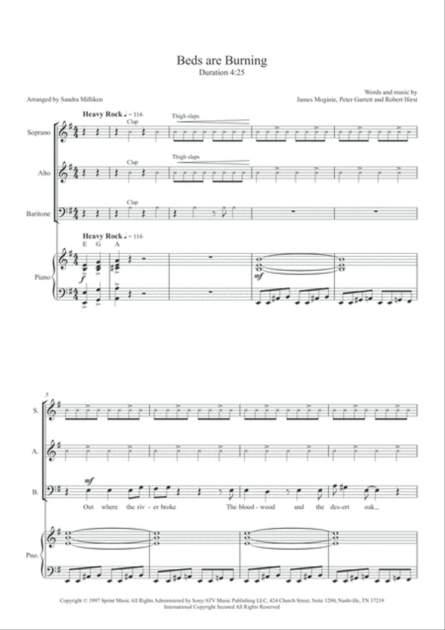 Beds Are Burning 3-Part scores gallery preview page 2