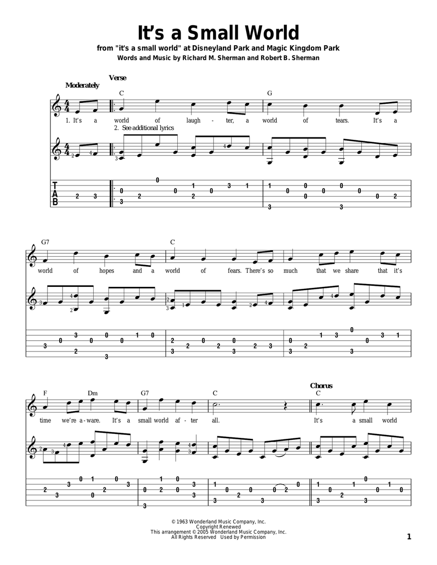 It's A Small World Acoustic Guitar scores gallery preview page 1
