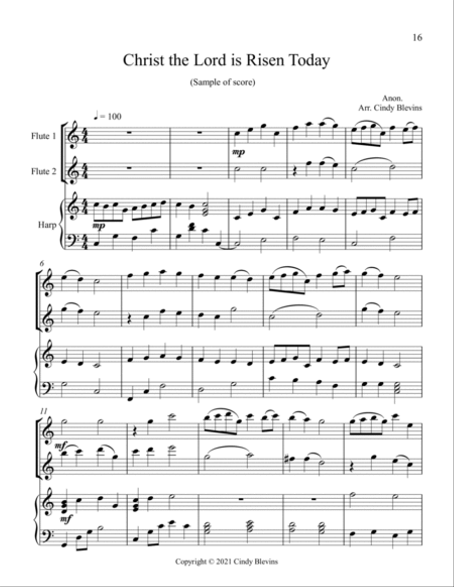 12 Favorite Hymns, Two Flutes and Harp Flute Duet scores gallery preview page 2