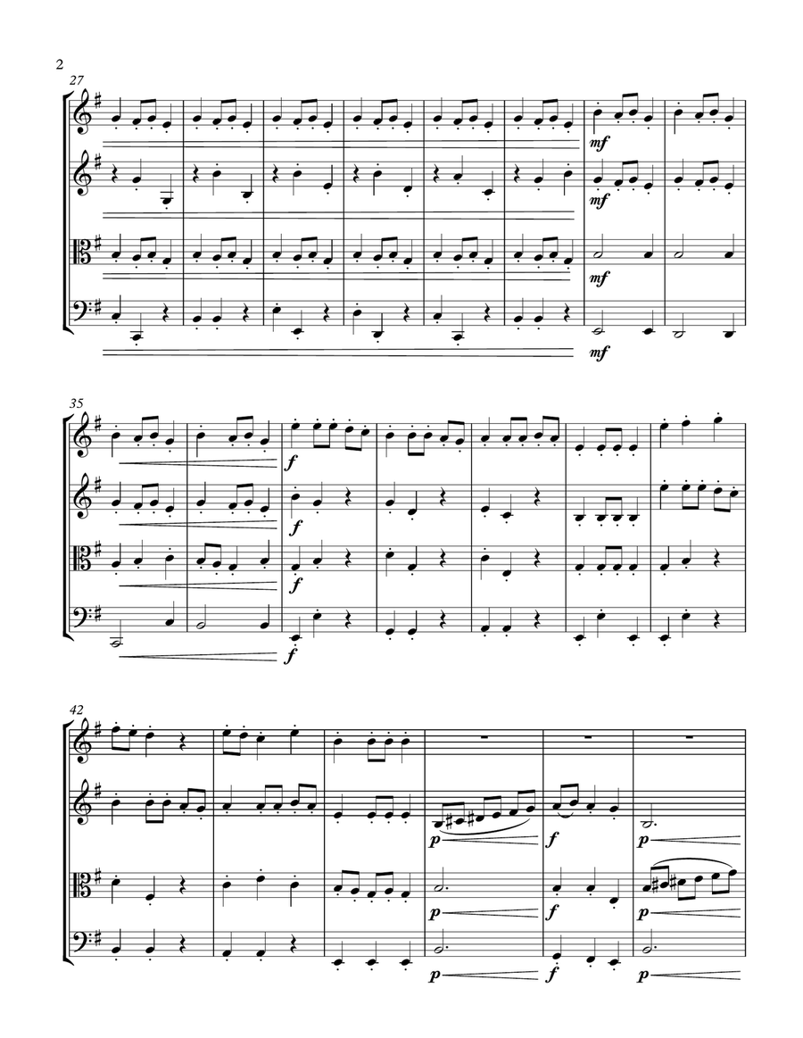 Carol of the Bells (String Quartet) - Score and parts String Quartet scores gallery preview page 2