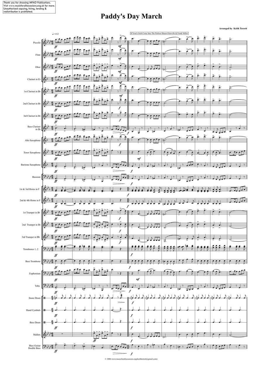 Paddy's Day March for Concert/Wind/Marching Band ''Keith Terrett Classic March Collection'' Concert Band scores gallery preview page 2
