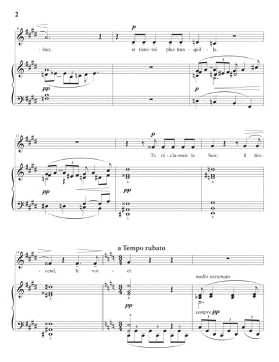 DEBUSSY: Recueillement (transposed to C-sharp minor) Voice scores gallery preview page 3