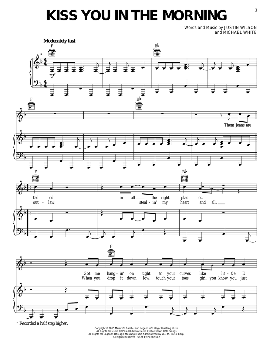 Kiss You In The Morning Piano, Vocal, Guitar scores gallery preview page 1