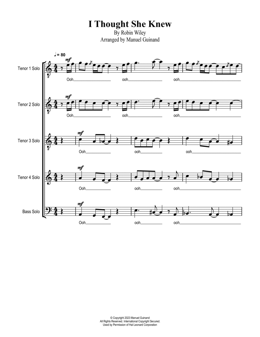 I Thought She Knew A Cappella scores gallery preview page 1