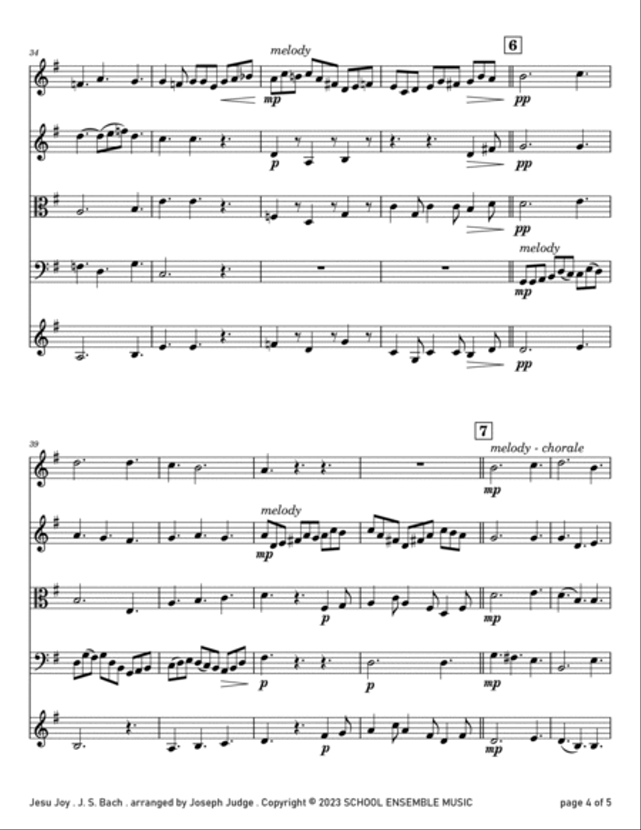 Jesu Joy by Bach for String Quartet in Schools String Quartet scores gallery preview page 4