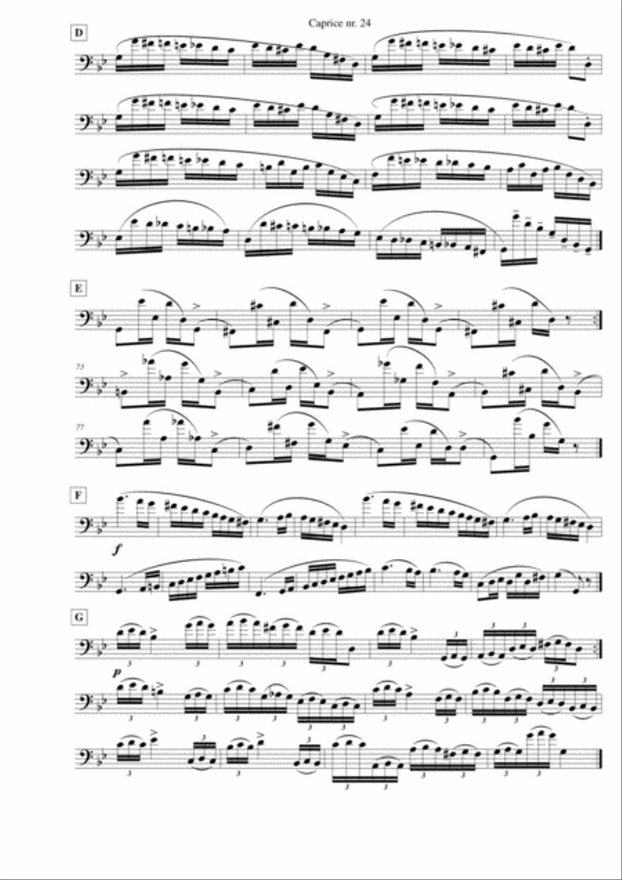 Caprice no. 24 for solo euphonium (Paganini) Euphonium scores gallery preview page 2