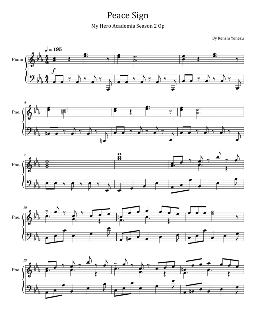 Peace Sign Peace Sign Piano Solo scores gallery preview page 1