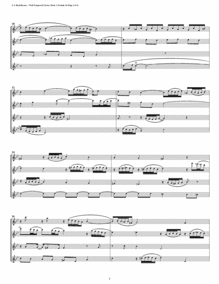 Prelude 16 from Well-Tempered Clavier, Book 1 (Flute Quartet) image number null