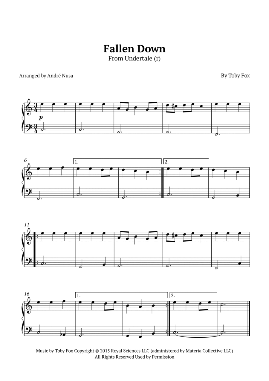 Fallen Down Pedal Harp scores gallery preview page 1