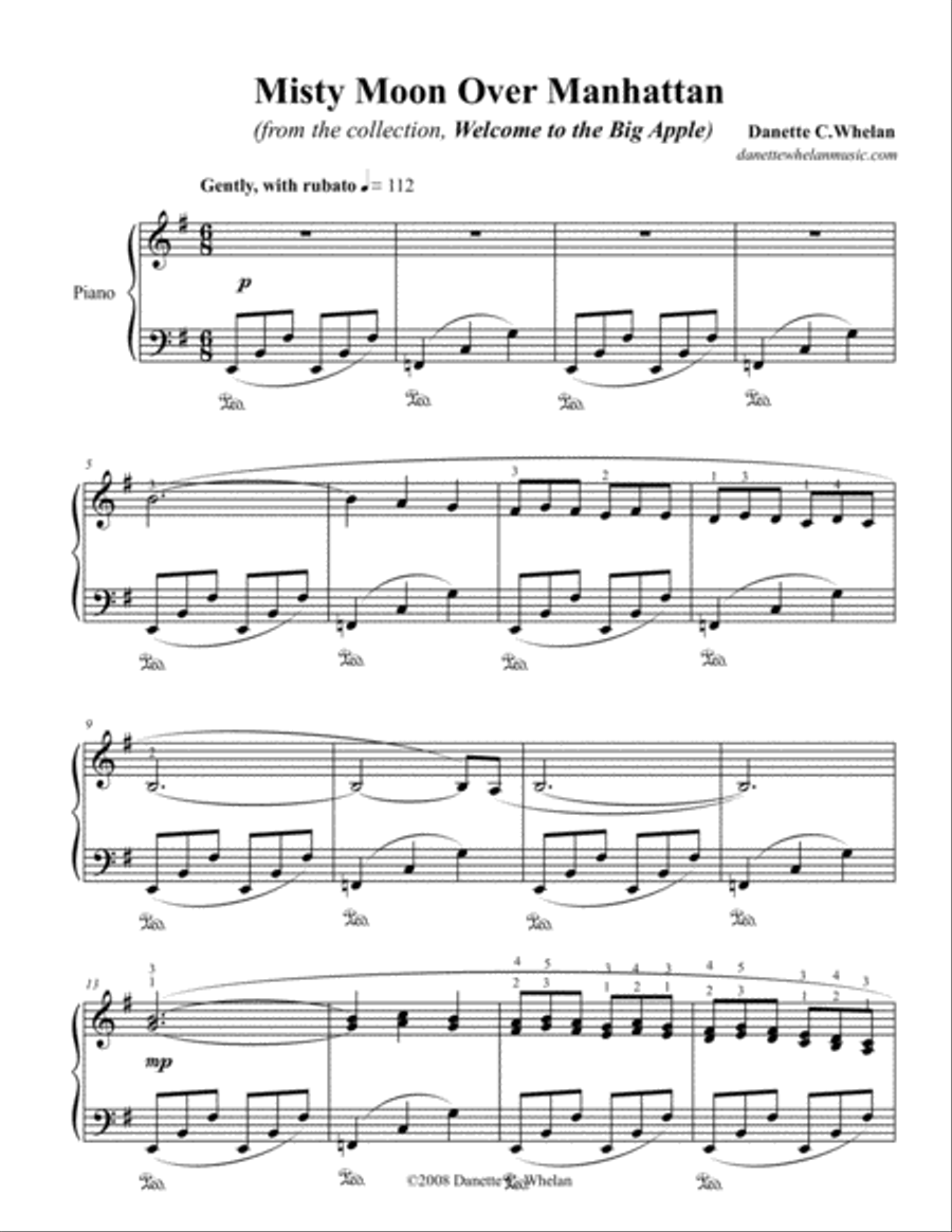 Misty Moon Over Manhattan Piano Solo scores gallery preview page 1