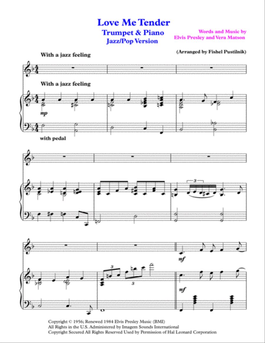 Love Me Tender Trumpet Solo scores gallery preview page 2