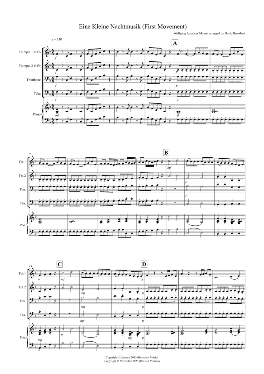 Eine Kleine (1st movement) for Brass Quartet image number null